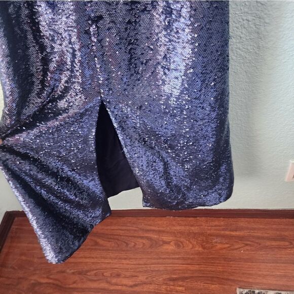 C/Meo collective sequin Ruffled halter  gown slit dress New With Tags - Picture 6 of 16